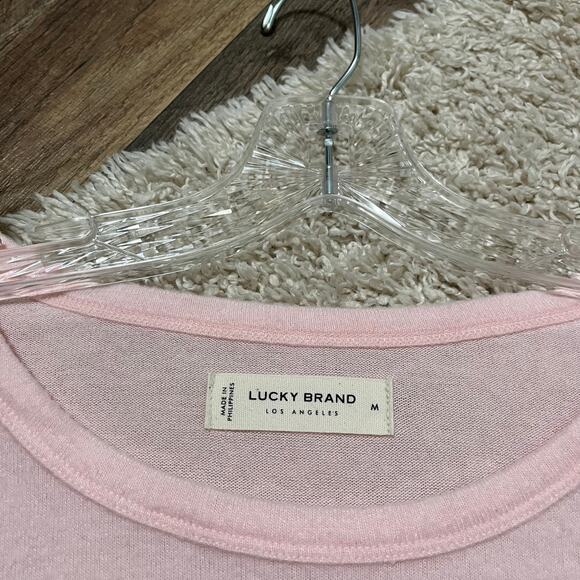 Lucky Brand Medium Balletcore Pastel Baby Pink Super Soft Lightweight Sweater - Picture 3 of 5